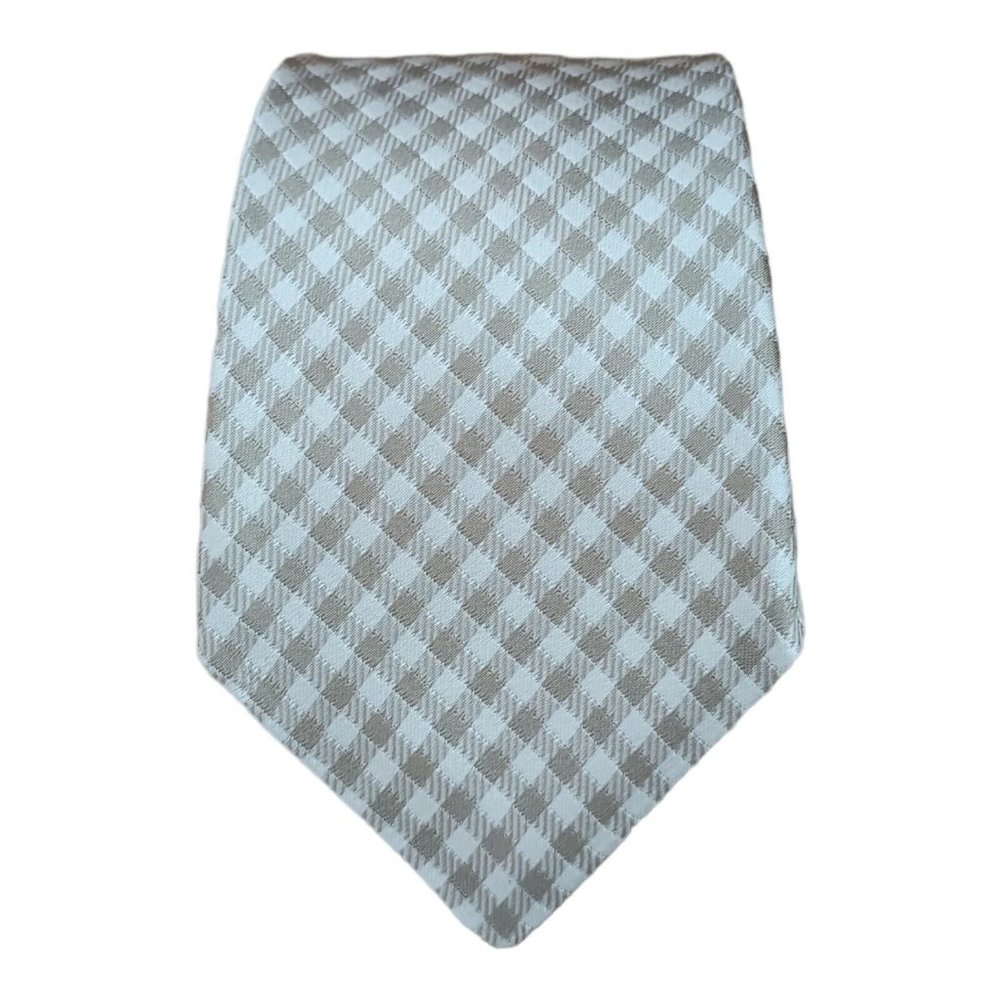 KITON 7FOLD Beige Plaids & Checks Silk Tie ITALY 62"/ 3.7" EC